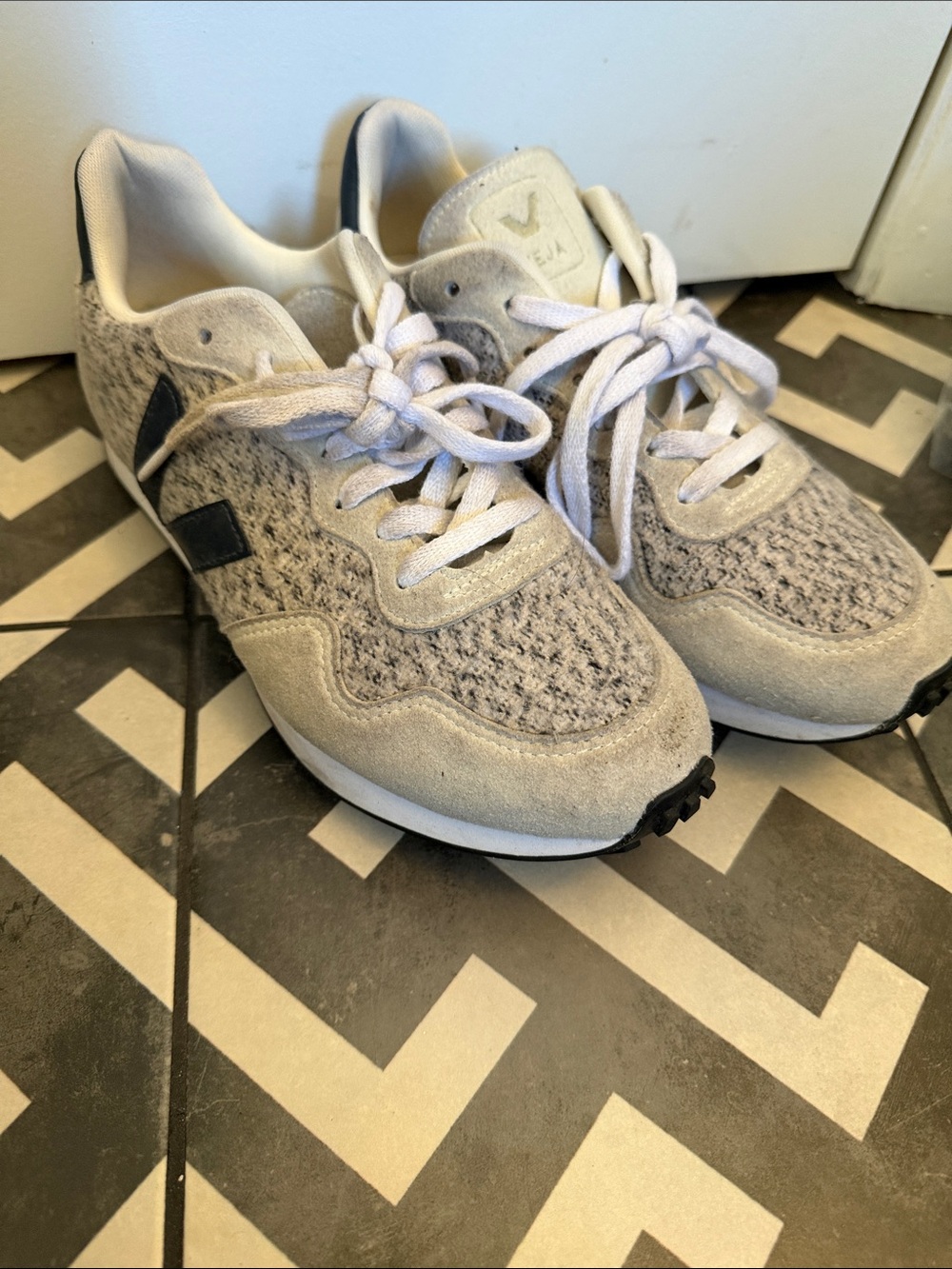 Veja Women's Gray Knit & Suede Athletic Sneakers